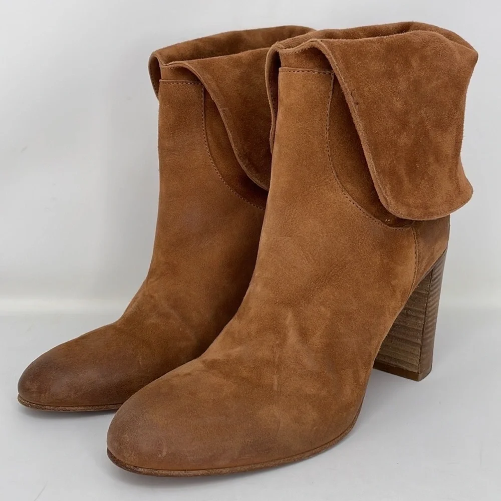 Free People Fold Down Brown Suede Leather Heeled Size 41